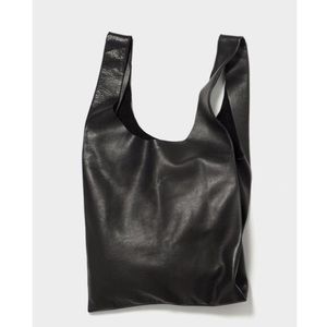 BAGGU black leather shopper tote bag